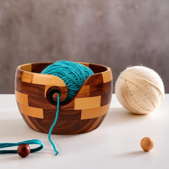 Garnschale Aus Holz Mit Löchern - Praktische Aufbewahrung Für Strickwolle Und Häkelgarn