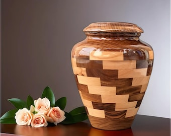 Handcrafted Beechwood and Mango Wood Urn for Human or Pet Ashes, Personalized Cremation Box, Custom Wooden Memorial Keepsake Tribute Gift