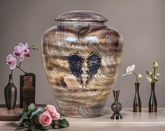 Urna funeraria artigianale in legno di mango per ceneri umane o animali domestici, scatola per cremazione personalizzata con possibilità di incisione di opere d'arte personalizzate, regalo commemorativo