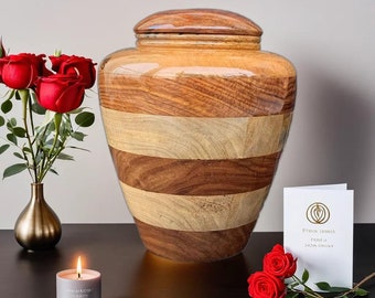 Urna funeraria artigianale in palissandro e legno di mango per ceneri umane o animali domestici, scatola per cremazione personalizzata, regalo commemorativo con incisione personalizzata.