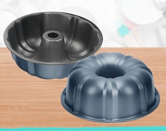 CHEF'S UNIQUE Non-stick Bundt Cake Pan 9.5 Inches, Heavy Duty Carbon Steel 12 Cups Bundt Pans - Fluted Tube Cake Pan for Pound Cakes, Flan
