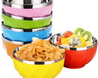 Stainless Steel Bowls for Kids - Colorful Mixing Kitchen Bowl - Set of 6