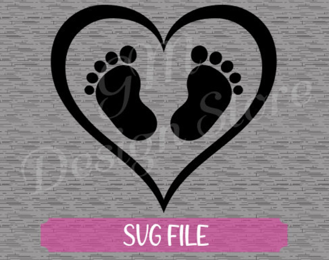 Baby Footprint Heartsvg Filesinstant Download Etsy