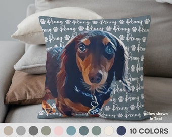 Custom Pet Pillow with Pet Portrait from Photo, Cat or Dog Remembrance Gift for Pet Loss Memorial, Pet Pillow Cover Gift for Pet Owner