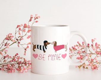 Tasse à café teckel pour la Saint-Valentin - cadeau pour amoureux des chiens Doxie, cadeaux pour amoureux des chiens Weiner pour maman chien, tasse à café pour la Saint-Valentin pour propriétaire de chien saucisse