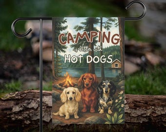 Custom Dachshund Camper Flag - Doxie Welcome Banner, Campsite Sign for Wiener Dog Owner, Funny RV Camping Decor Gift for Outdoor Lover