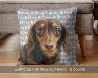 Custom Pet Pillow | Personalized Dog Pillow with Pet Portrait | Pet Memorial Gift | Pet Remembrance Keepsake for Pet Loss | Cat Pillow Cover