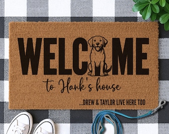 Personalized Labrador Retriever Door Mat, Custom Dog Doormat, Labrador Gifts, Welcome Mat for Dog Lovers, Housewarming Gift, Black Lab Decor