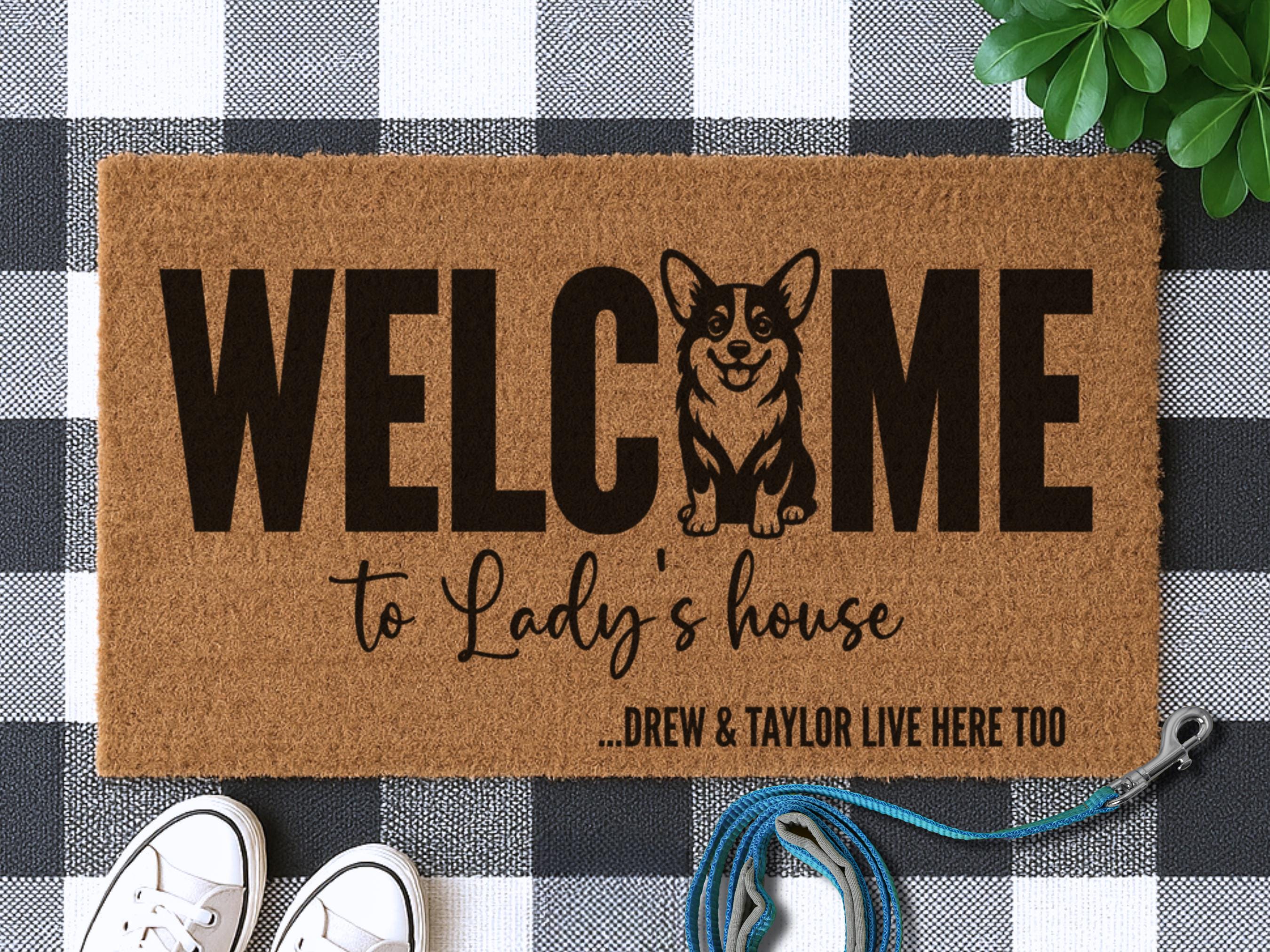 Personalized Corgi Doormat, Custom Dog Welcome Mat, Corgi Owner Home Decor, Funny Gift for Dog Lover, Housewarming Gift for Corgi Mom or Dad