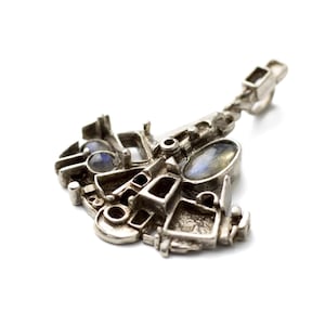 Vintage pendentif brutaliste norvégien JUHLS en argent sterling avec cabochons en labradorite