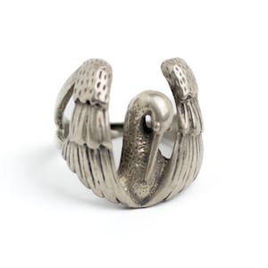 Vintage Swan Silver Ring | Sculptural Bird Design | 925 Sterling Animal Jewelry | EU Size 58