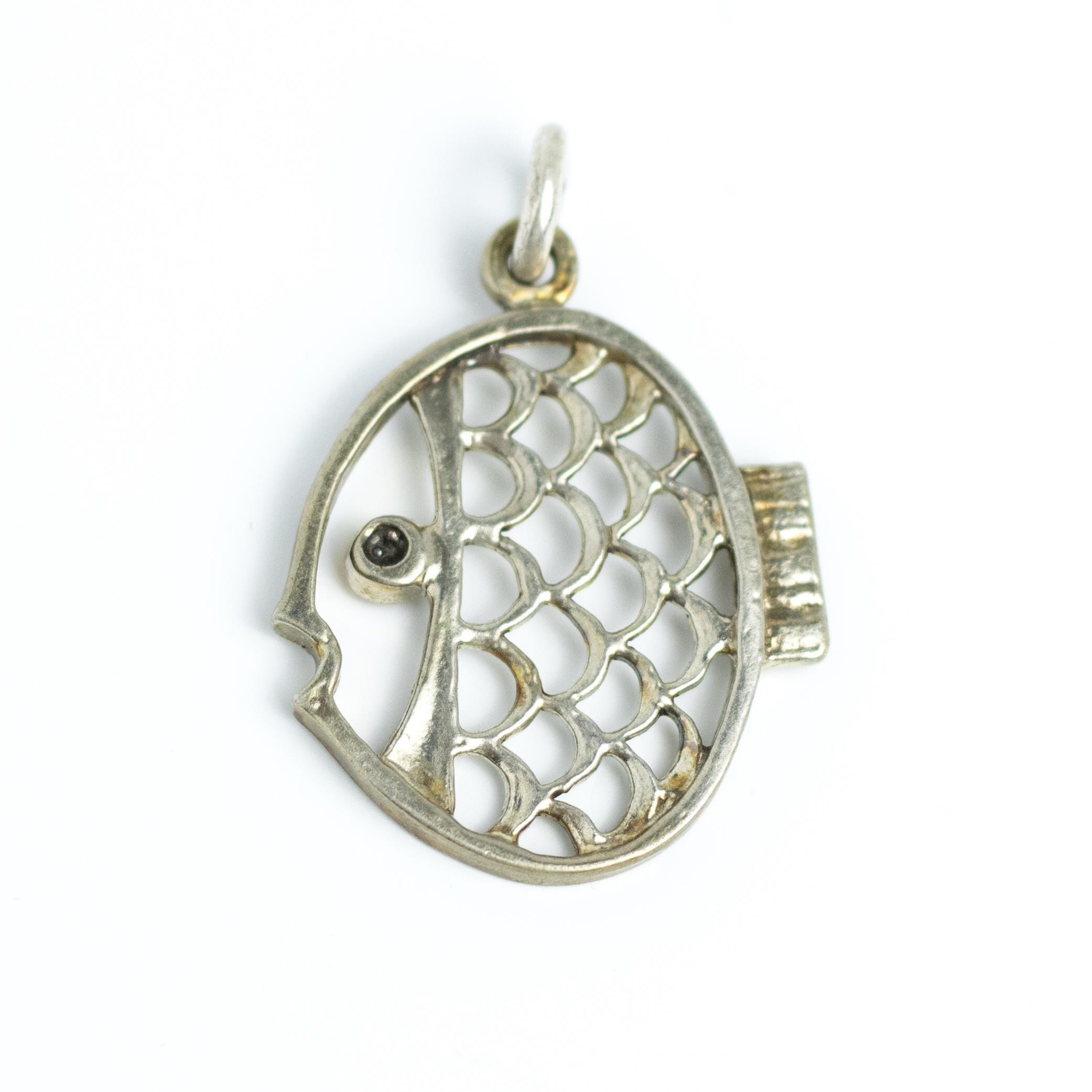 Vintage Finnish Silver Fish Pendant | Suomen Kultaseppä Oy | Brutalist Modernist Silver Jewelry | Tampere Turku Helsinki Nordic Design