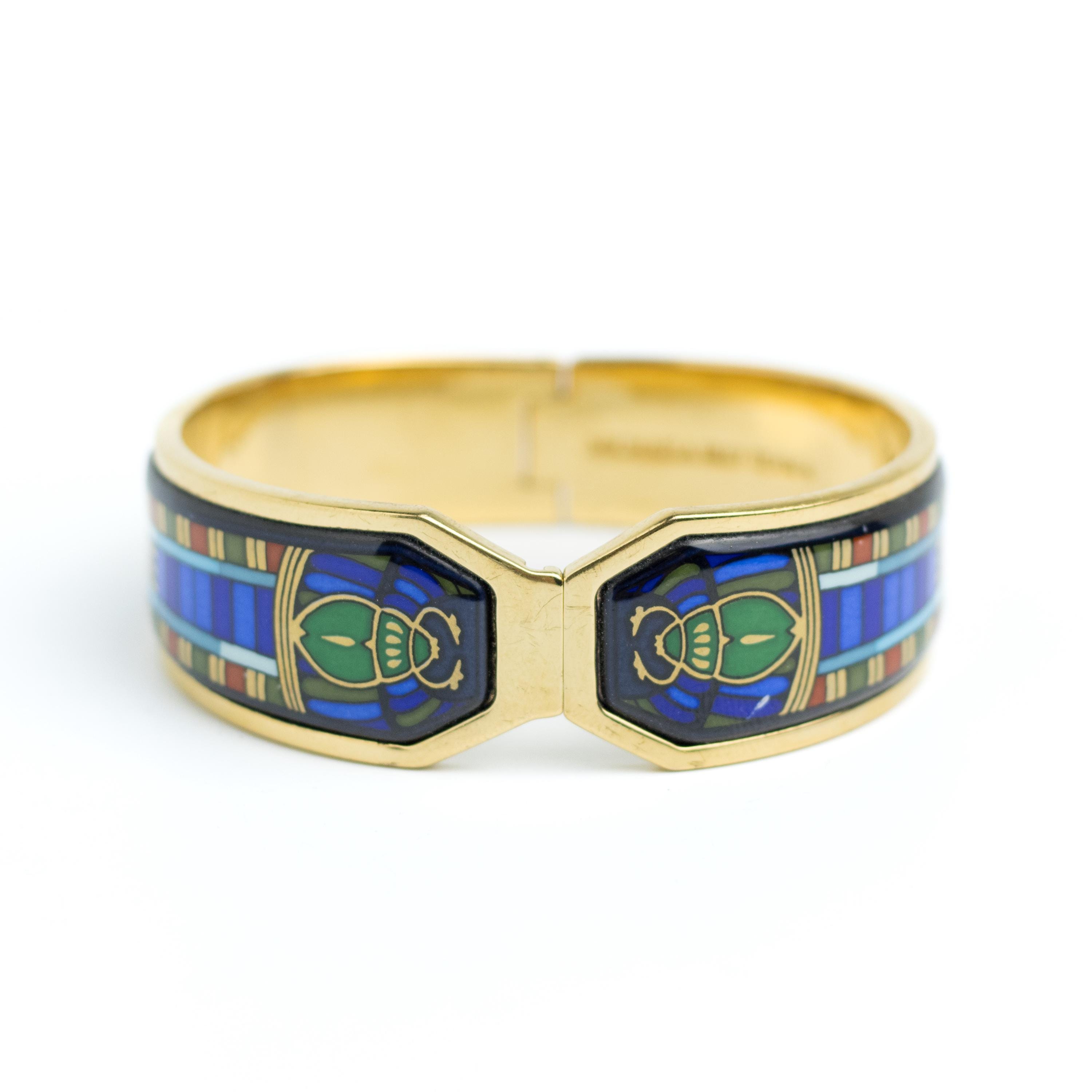 MICHAELA FREY WIEN エナメルバングル Vintage Michaela Frey Scarab Bangle: Art Deco Egyptian Revival