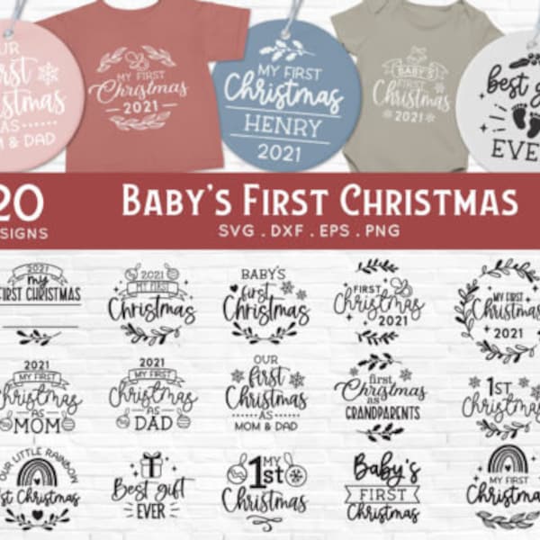Baby's first christmas svg bundle hand lettered | my first christmas svg | baby's first christmas ornament svg | first christmas svg png