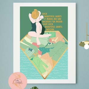 Gatsby PRINTABLE Wall Art Classroom Poster Daisy Literary Quote sage green, gold, blush pink, aqua, diamond, woman by FullyCookedCreations