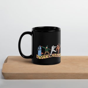 Horror in Oz Black Glossy Mug, Wonderful Wizard of Oz characters trick or treat in horror costumes, Emerald City is a haunted house image 6