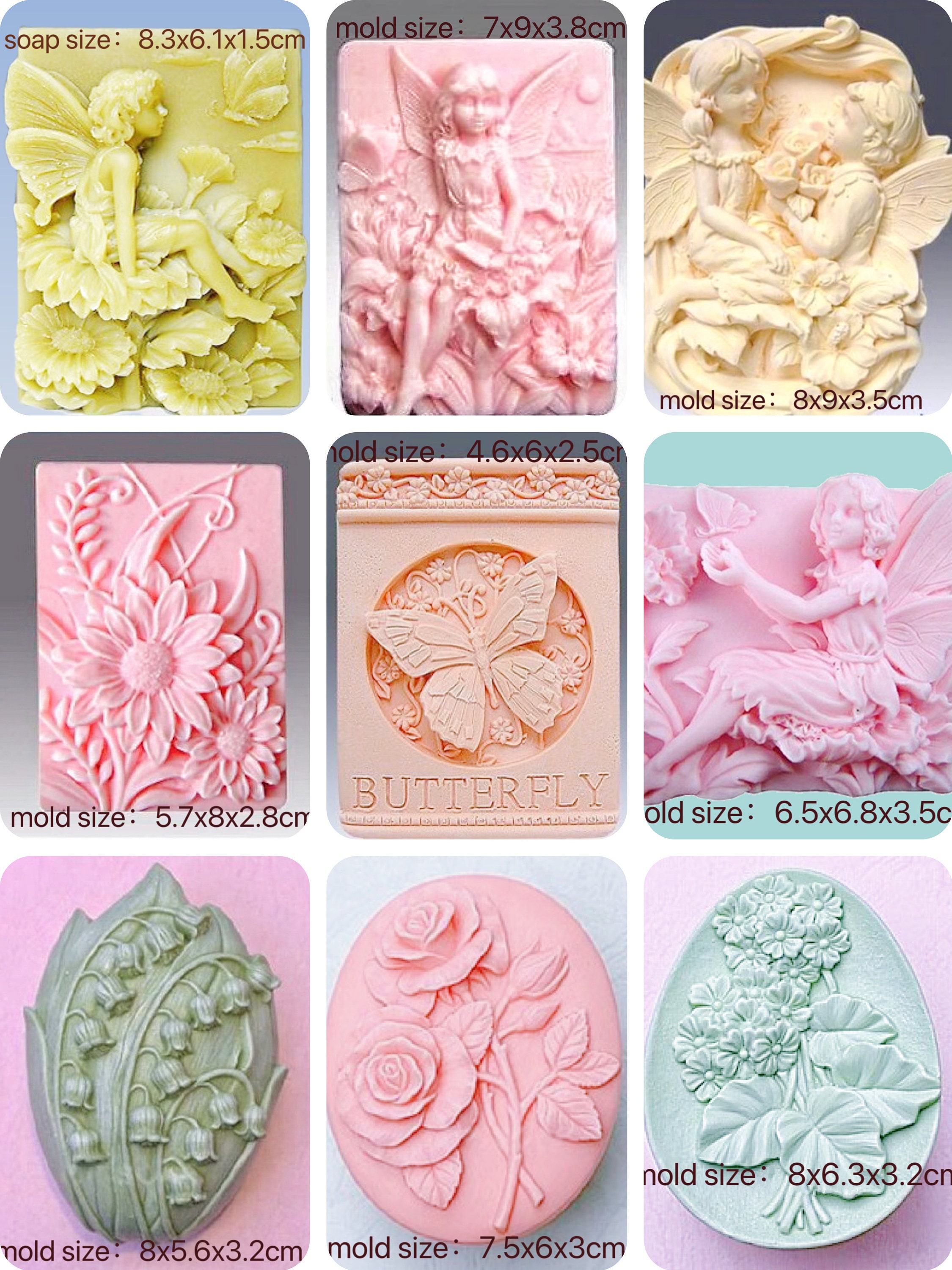 3D Square Soap Moulds Love Heart Design Silicone Mold DIY Silicone Mold for  Soap Making 