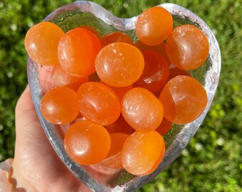 Peach Selenite Crystal Tumbled Stones