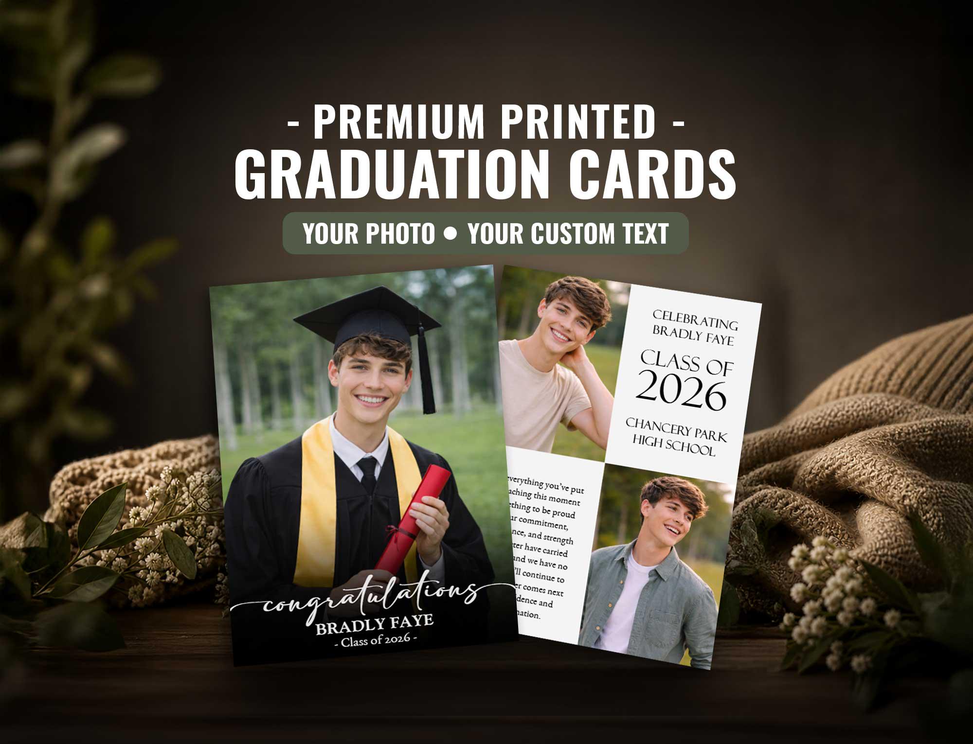 PRINTED Graduation Keepsake Card With Photos, Class of 2026 Custom Grad ...