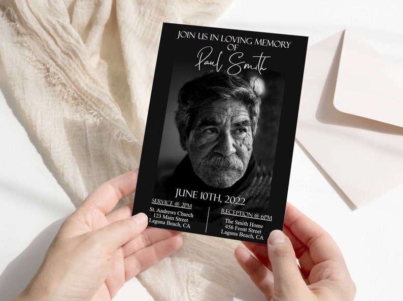 DIY EDITABLE Funeral Invitation Template Celebration of Life Etsy