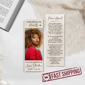 PRINTED Memorial Bookmarks | Personalized Funeral Bookmark |  Custom Celebration of Life or Funeral Favor with Poem | 2x6, 2.5x7 | LUNA