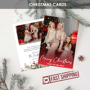 Cartes de Noël personnalisées IMPRIMÉES | Cartes de vœux pour collage photo | Carte de Noël faite main minimaliste unique | 5 x 7 MILLAIRES