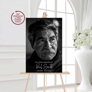 DIY EDITABLE Funeral Poster | Minimalist Celebration of Life Poster | Simple Funeral Welcome Sign | Large Funeral Poster Board Photo | PAUL