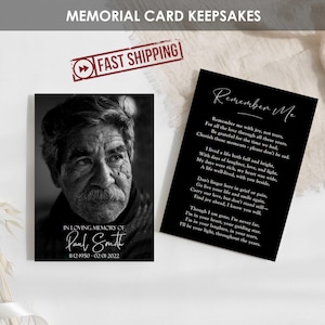 Cartes de prière funéraires minimalistes IMPRIMÉES | Poème souvenir personnalisé de la célébration de la vie | carte commémorative personnalisée | Portefeuille A1 A2 5 x 7 | PAUL