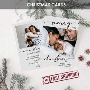 Cartes de Noël personnalisées IMPRIMÉES | Cartes de vœux pour collage photo | Carte de Noël faite main minimaliste unique | 5 x 7 | INDISPENSABLE