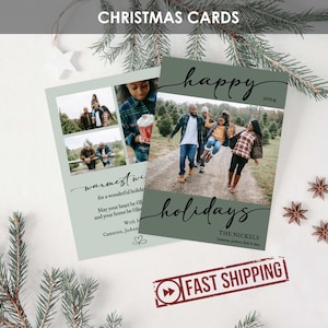 Cartes de Noël personnalisées IMPRIMÉES | Cartes de vœux pour collage photo | Carte de Noël faite main minimaliste unique | 5 x 7 | CHAPMANS