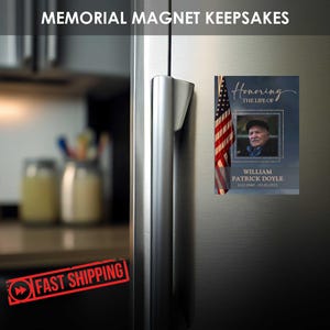 Souvenirs d'aimant commémoratifs pour le patriote vétéran des Etats-Unis | Cadeaux funéraires personnalisés avec photo imprimée | Célébration de la vie personnalisée à distribuer | Guillaume