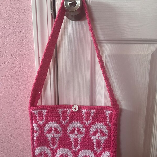 Pink Ghostface Crochet Bag