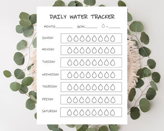 Water Tracker I Weekly Water Tracker I Health Tracker I Fitness Tracker