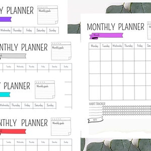 Monthly Planner with Habit Tracker I Calendar I Monthly Calendar I Habits I Fitness Calendar