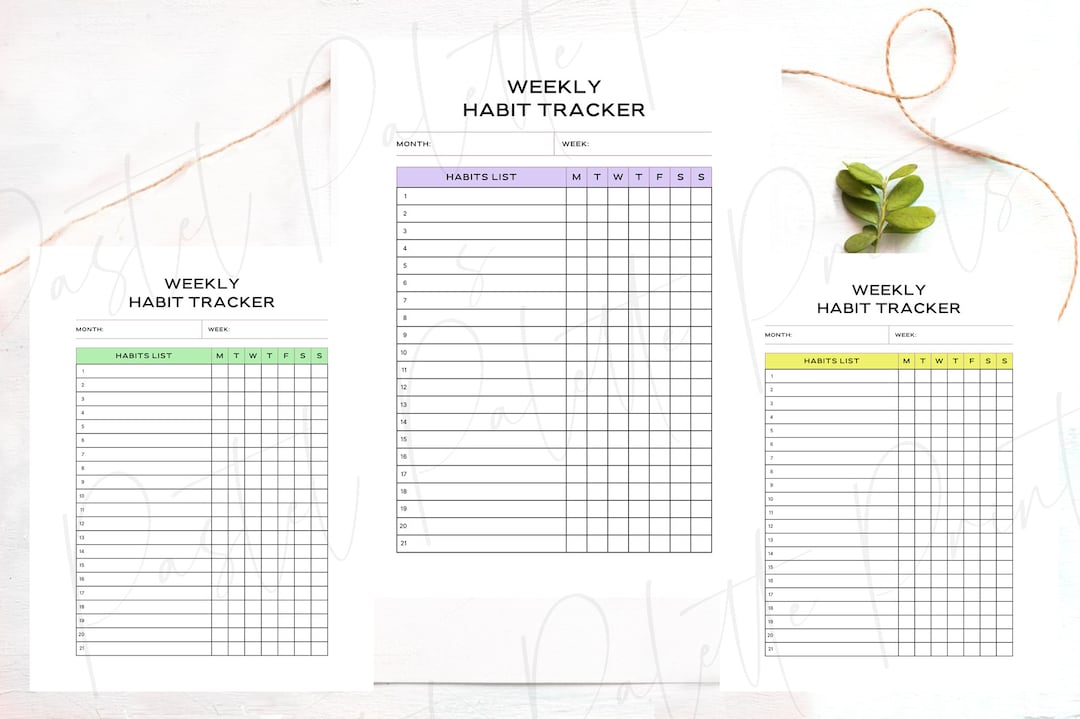 Minimal Weekly Habit Tracker - Etsy