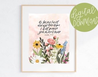 Psalm 71:14 DIGITAL DOWNLOAD | Hopeful Bible Verse Art | Scripture Art | Printable Art