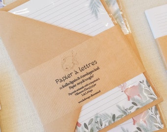 Papier à lettres hivernal A5 - 12 feuilles et 6 enveloppes kraft - Set de correspondance - Papier à lettres artisanal