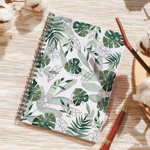 Carnet spirale a5 - Monstera et jungle - Carnet fait main - Carnet de notes a5 - Carnet a5 - notebook