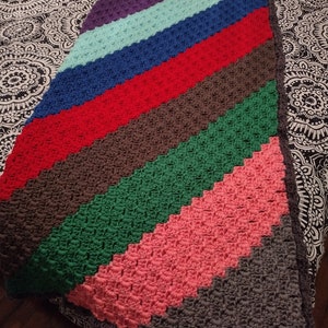Handmade crochet throw, handmade crochet blanket, multicolored handmade blanket, handmade blanket 44inWX62inL