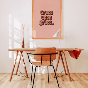 Grace Upon Grace Retro Bible Verse Print, 70s Christian Wall Art (Digital Download) image 5