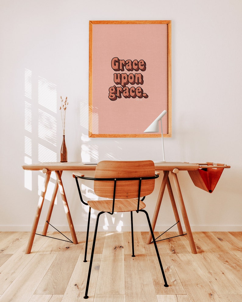 Grace Upon Grace Retro Bible Verse Print, 70s Christian Wall Art (Digital Download) image 5