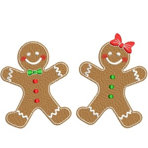 Gingerbread Boy & Girl Embroidery Design, 3 sizes, Instant Download