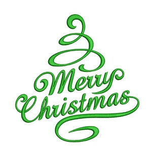 Merry Christmas Embroidery Design, 4 sizes, Instant Download