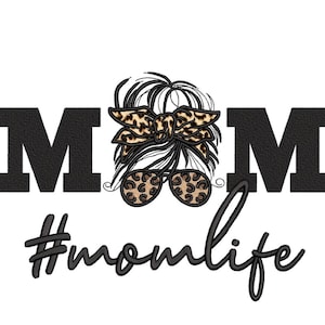 Mom Life Applique Embroidery Design, 4 sizes, Instant Download