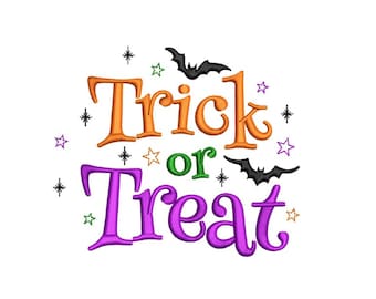 Trick or Treat Embroidery Design, Halloween Embroidery File, 3 sizes, Instant Download