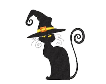 Halloween Cat Embroidery Design, 4 sizes, Instant Download