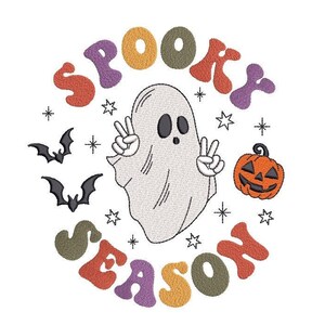 Spooky Season Embroidery Design, Halloween Embroidery File, 4 sizes, Instant Download