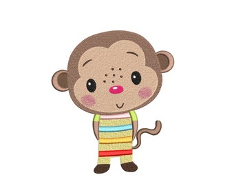 Monkey Embroidery Design 4 sizes, Instant Download