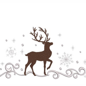 Christmas Deer Embroidery Design, 4 sizes, Instant Download