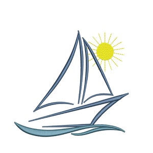 Sail Boat Embroidery Design, Boat embroidery File, 4 sizes, Instant Download